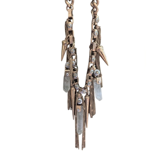 Henri Bendel Gold Chain Necklace With Crystal And Triangle Shaped Charms - Picture 2 of 8